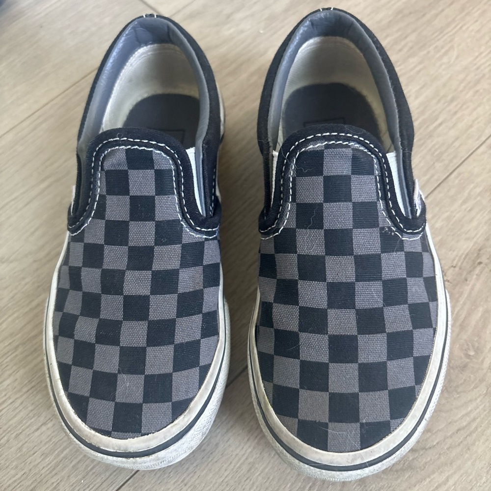Vans Black and Gray Checkered Kids Sneakers